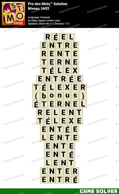 Solution Wordalot Niveau 1603 .